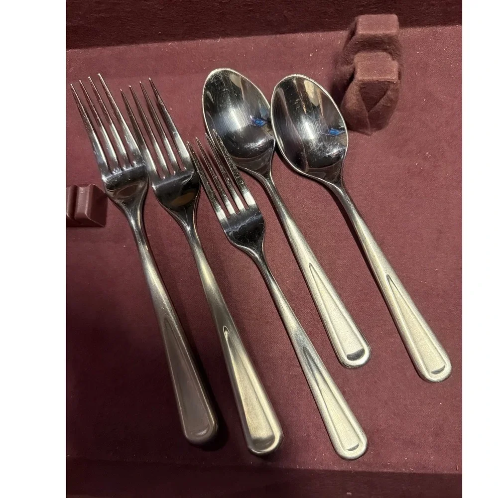Mikasa Bravo Forged Stainless Steel Flatware 5 Piece Set Forks Spoons Silverware